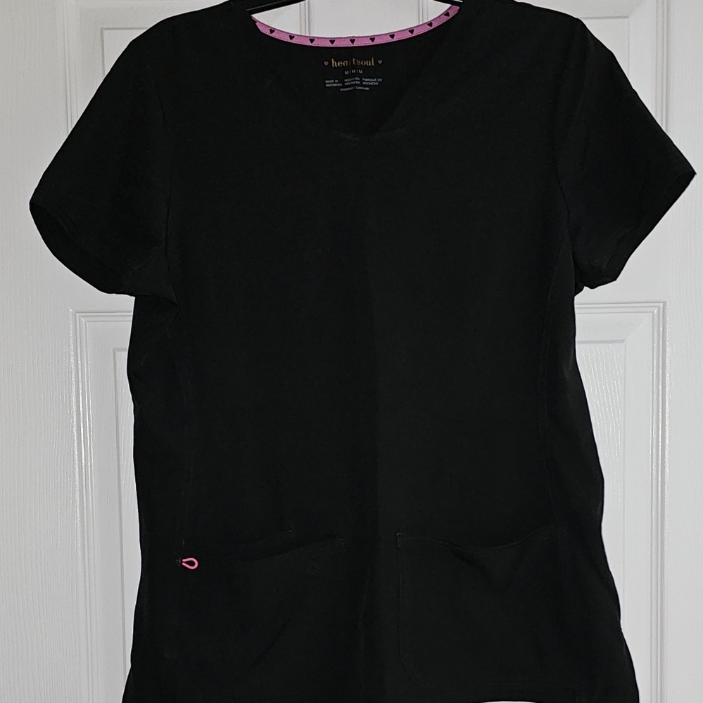 Women's Heart Soul Black Scrub Top